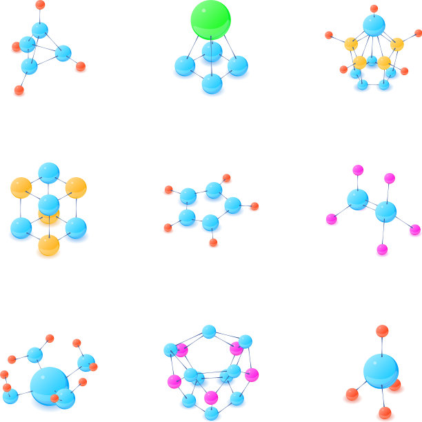 化学成分图标设置卡通风格图片下载