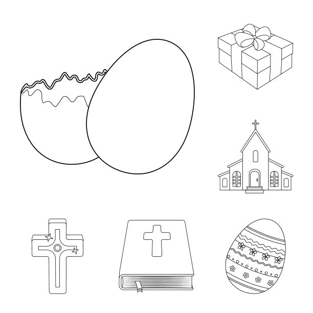 复活节是一个基督教节日的轮廓图标集图片下载