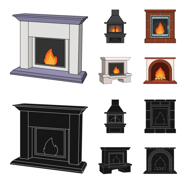 火温暖舒适的壁炉集图片下载