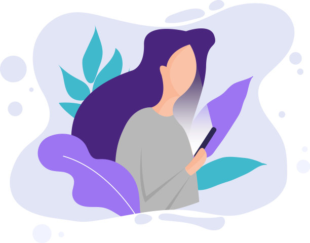 年轻女孩一边看手机一边检查图片下载