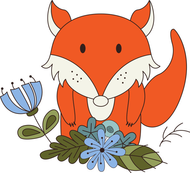 可爱的动物在卡通风格的林地狐狸图片下载