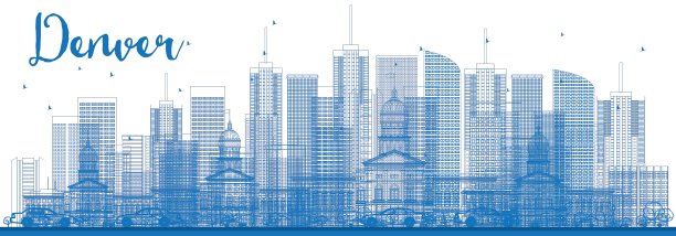 用蓝色建筑勾勒出丹佛的天际线图片下载