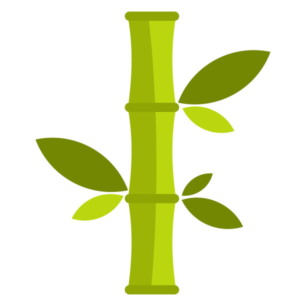 扁平卡通绿色竹图标孤立在白色图片下载