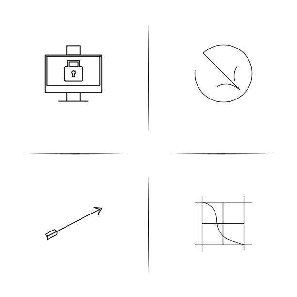 互联网技术简单的线性图标集图片下载