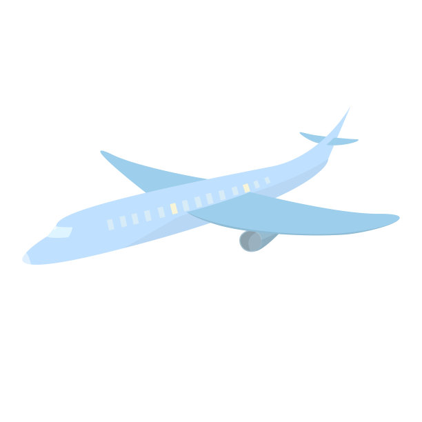 蓝色可爱的飞机卡通风格的旅行孤立图片下载
