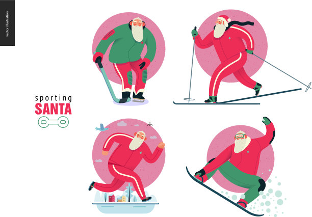 圣诞老人冬季户外活动图片下载