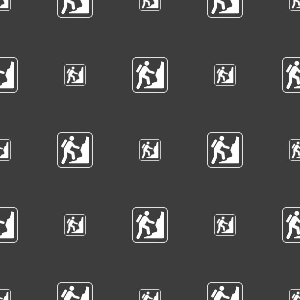 灰色攀岩标志无缝图案图片下载