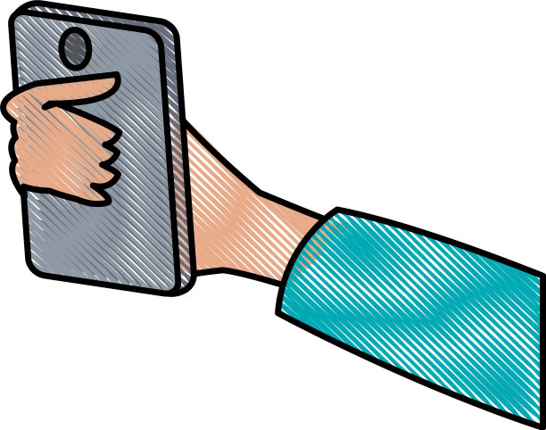 手绘手握智能手机数字设计图片下载