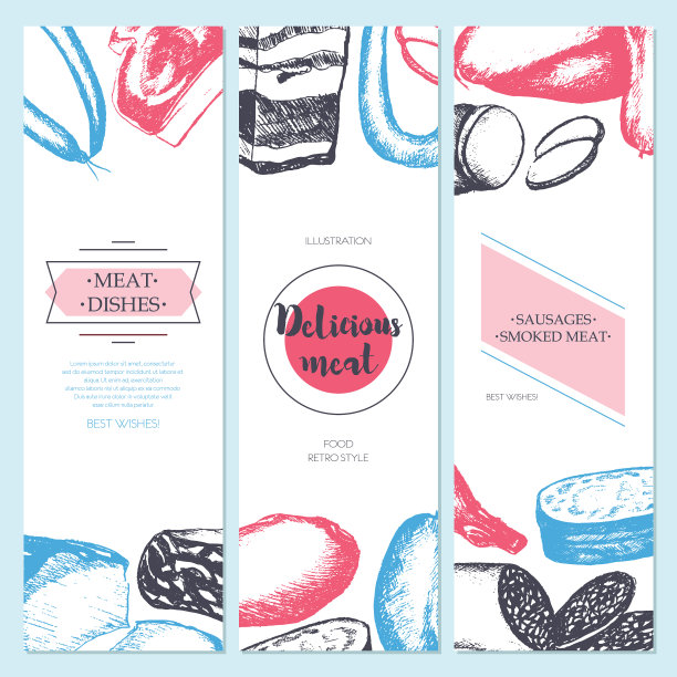 加工肉类-手绘模板横幅图片下载