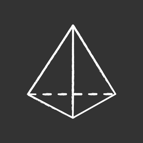 棱镜粉笔图标。几何尺寸图。三角形的金字塔。透明切割几何模型。装饰元素。抽象的形状。等距的形式。孤立矢量黑板插图图片下载