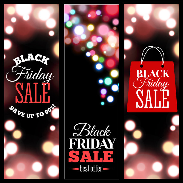 黑色星期五促销竖横幅散景灯图片下载