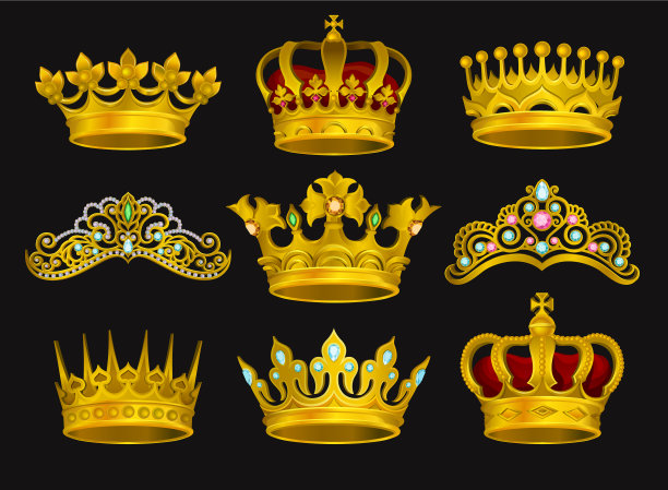 逼真的金色王冠和头饰图片下载