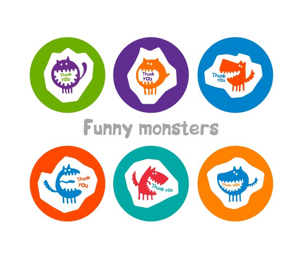 带有滑稽怪物的Logos图片下载