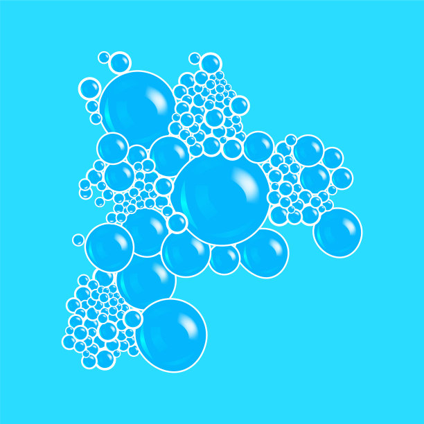 真实详细的3d肥皂泡沫上的蓝色图片下载