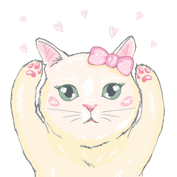 可爱的猫t恤印花爱的卡片情人节图片下载