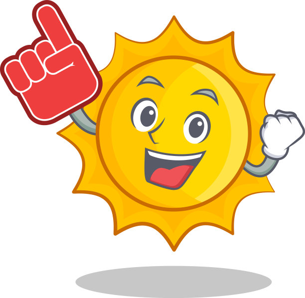 泡沫手指可爱的阳光人物卡通图片下载