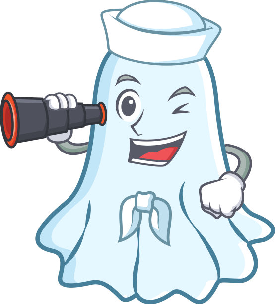 水手与双目可爱的幽灵卡通人物图片下载