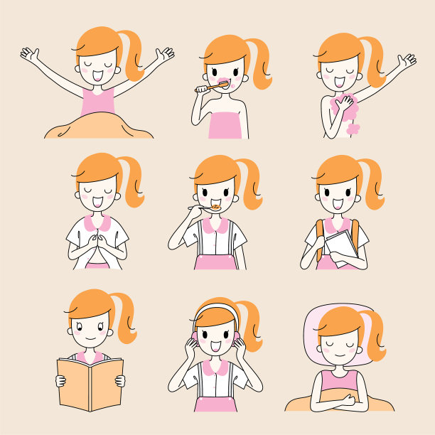 每天例行公事的女孩轮廓图片下载