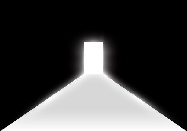 打开一间光线穿过的黑暗房间的门图片下载