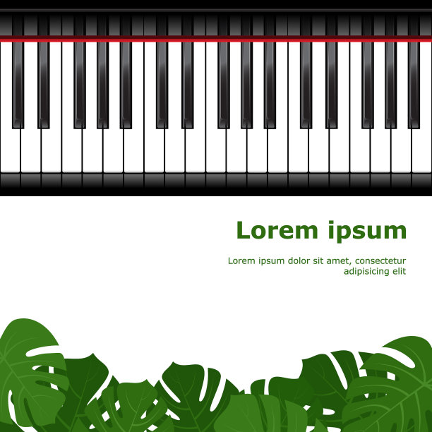 钢琴键盘与怪物叶框架图片下载