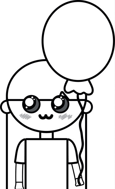 线条美女用气球和发型设计图片下载