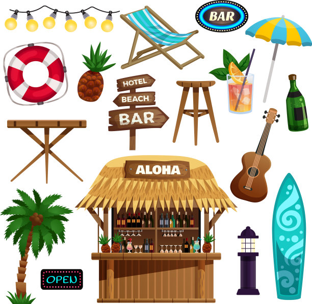 夏季度假图标集图片下载