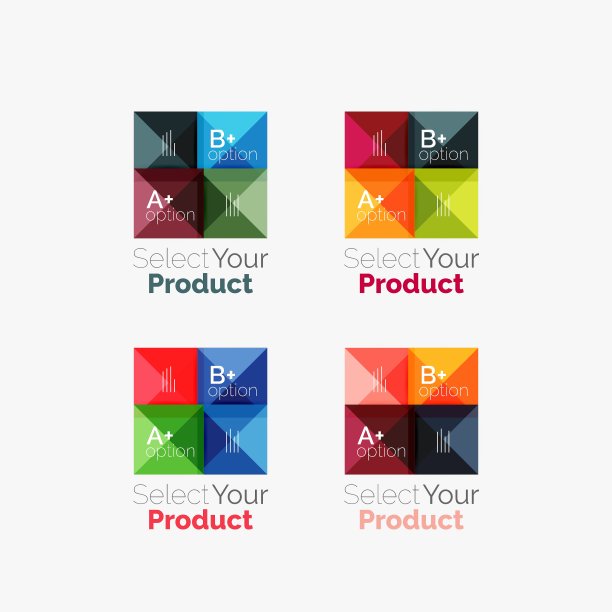 一组抽象的方形界面菜单导航图片下载