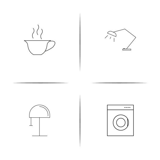 家用电器和设备简单的线性图标图片下载