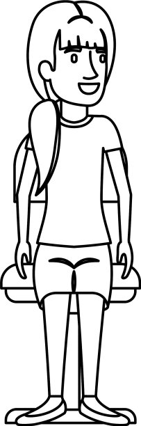 黑白剪影的女人与马尾辫图片下载