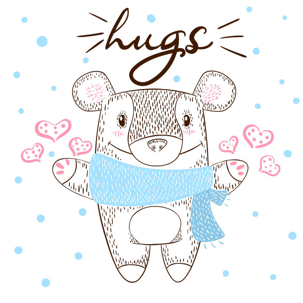 可爱的熊巨大的拥抱爱和冬天图片下载