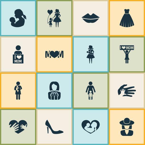 母亲节图标设计概念集16个这样图片下载