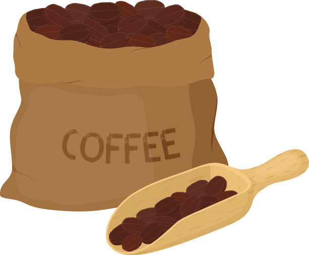 帆布咖啡袋与勺包装图片下载
