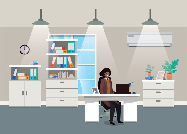 黑人商人坐着的现代办公室图片下载