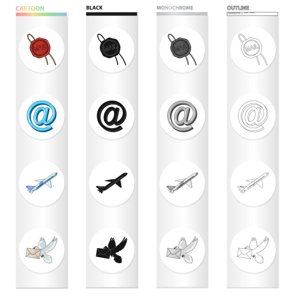 邮政邮票标志和其他网页图标在卡通图片下载