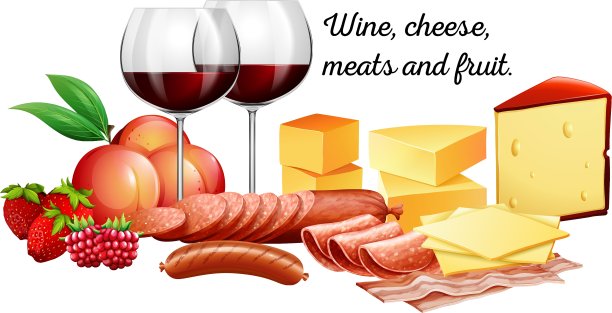 红酒配肉和奶酪图片下载