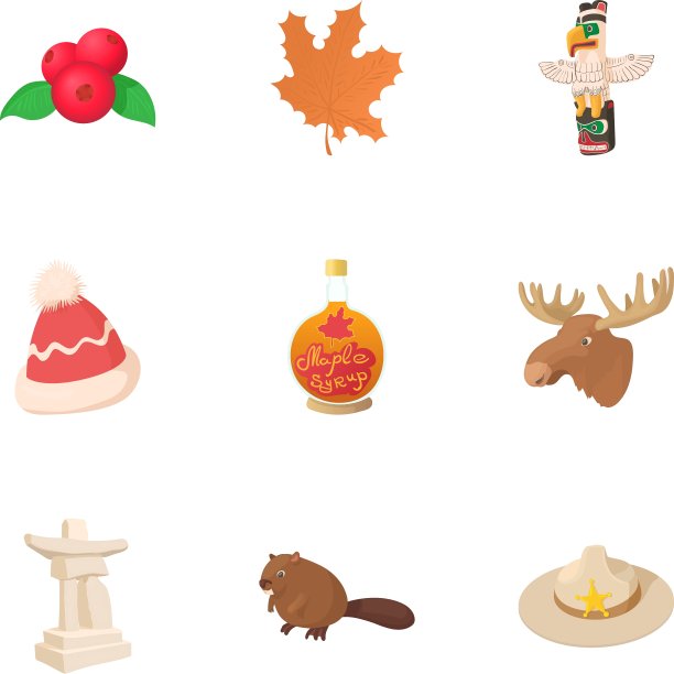 国家加拿大图标设置卡通风格图片下载