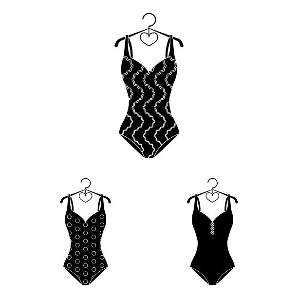 不同类型的泳衣黑色图标设置图片下载