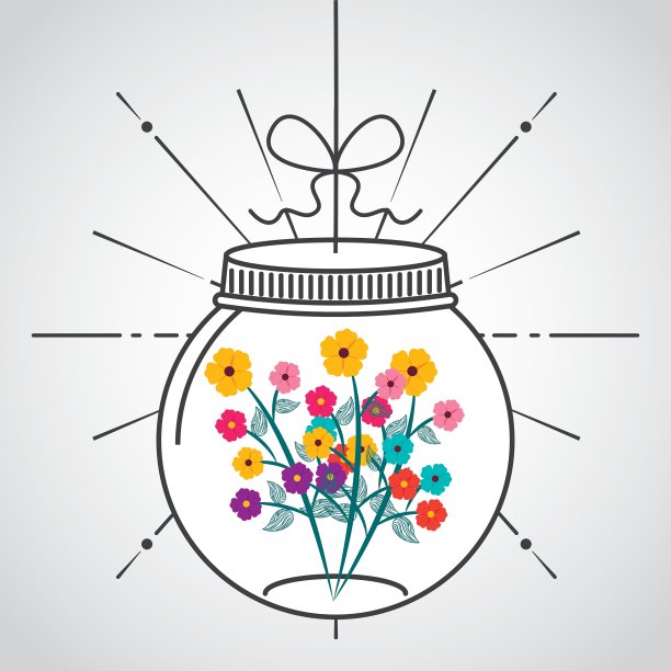 漂亮的石匠罐与花卉装饰图片下载