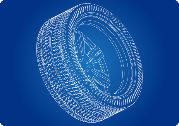 蓝色车轮的3d模型图片下载