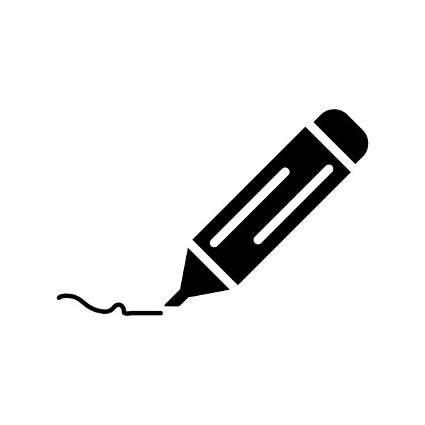 标记黑色图标，钢笔，荧光笔矢量图片下载