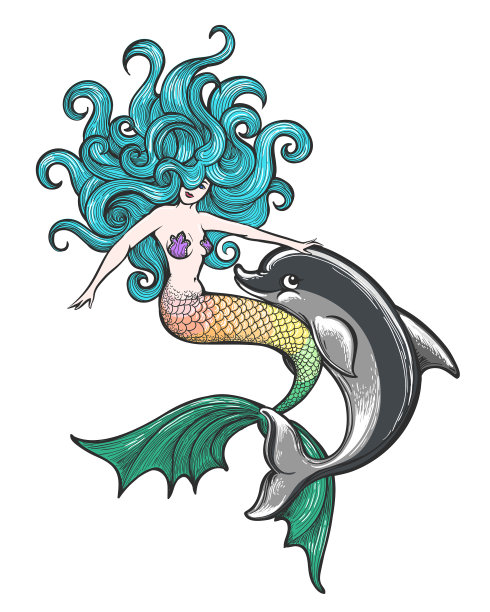 美人鱼和海豚宝宝图片下载