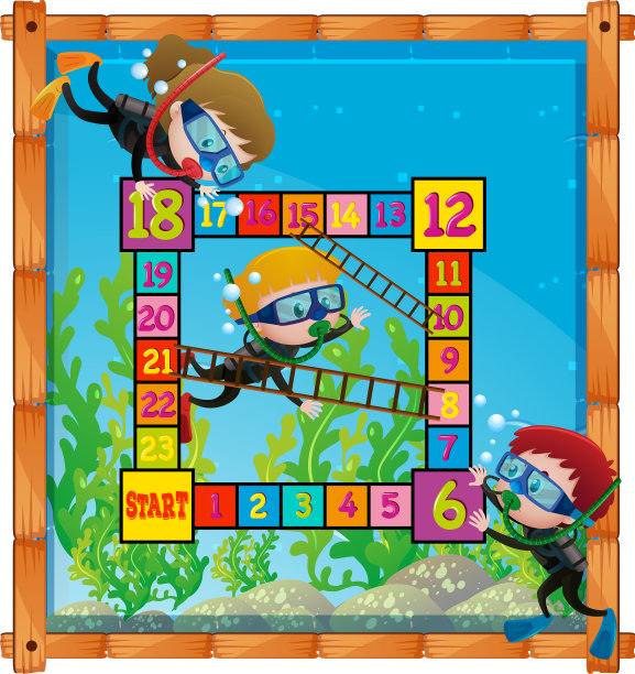 桌面游戏模板与孩子水肺潜水图片下载