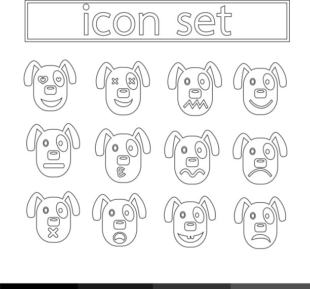 狗狗情感图标设置设计图片下载