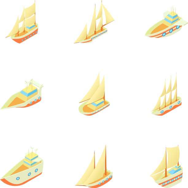船舶图标设置卡通风格图片下载