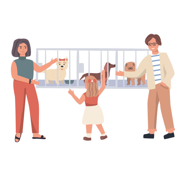 狗给爪子的孩子和人的概念和矢量插图在白色的背景。父子情，人的性格。图片下载