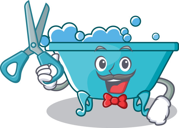 理发师浴缸人物卡通风格图片下载