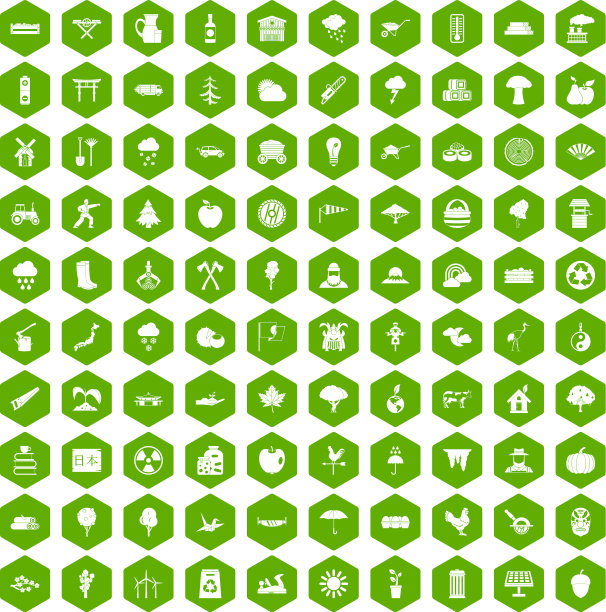 100树图标六边形绿色图片下载