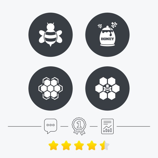 蜂蜜图标蜂窝与蜜蜂的象征图片下载