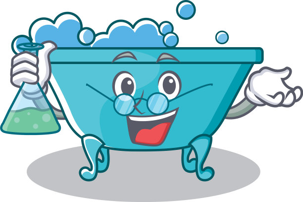 教授浴缸人物卡通风格图片下载