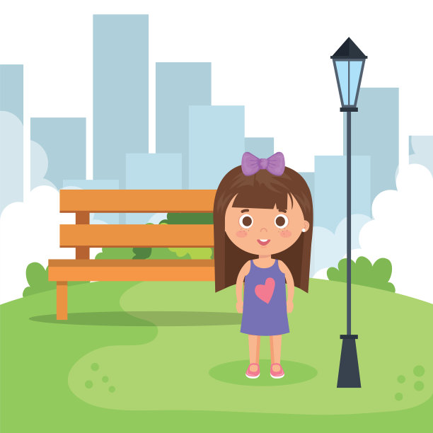 公园里的小女孩图片下载